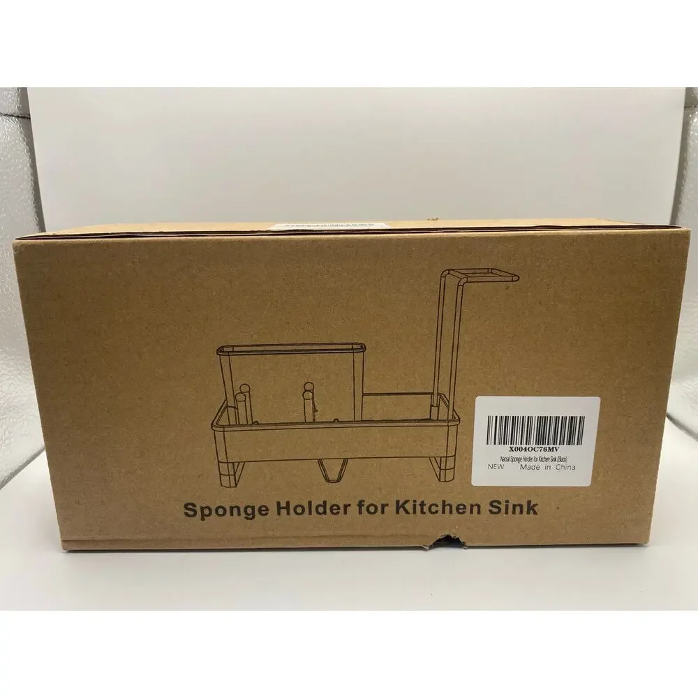 Kitchen Sink Caddy Brush & Sponge Holder, Two Towel Racks Stainless Steel